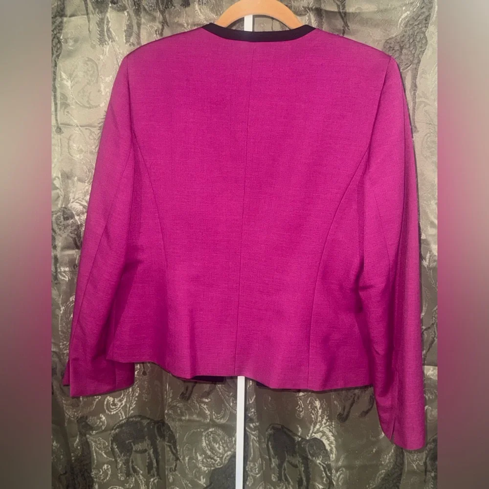 Evan Picone Fuchsia Jacket with Black Trim - Picture 2 of 6